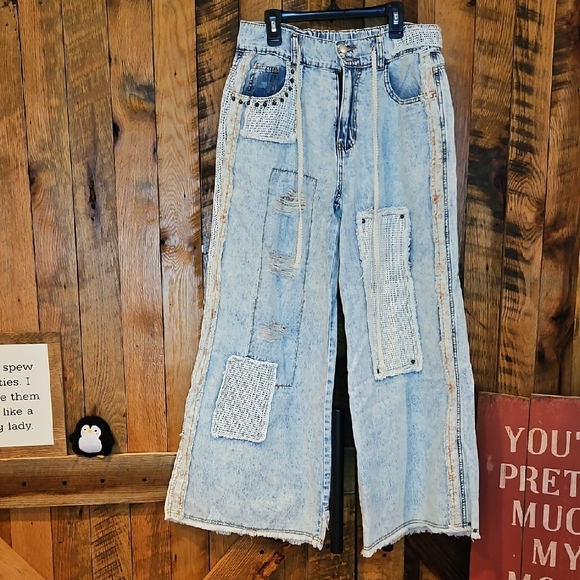 POL Denim - 236 POL Distressed Light Blue Wide Leg Jeans